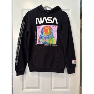 Hyperspace NASA Explore the Universe Black Graphic Hoodie Small
